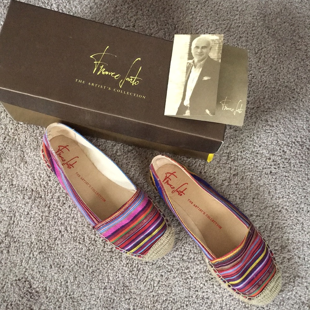 Franco Sarto red tribal print flats